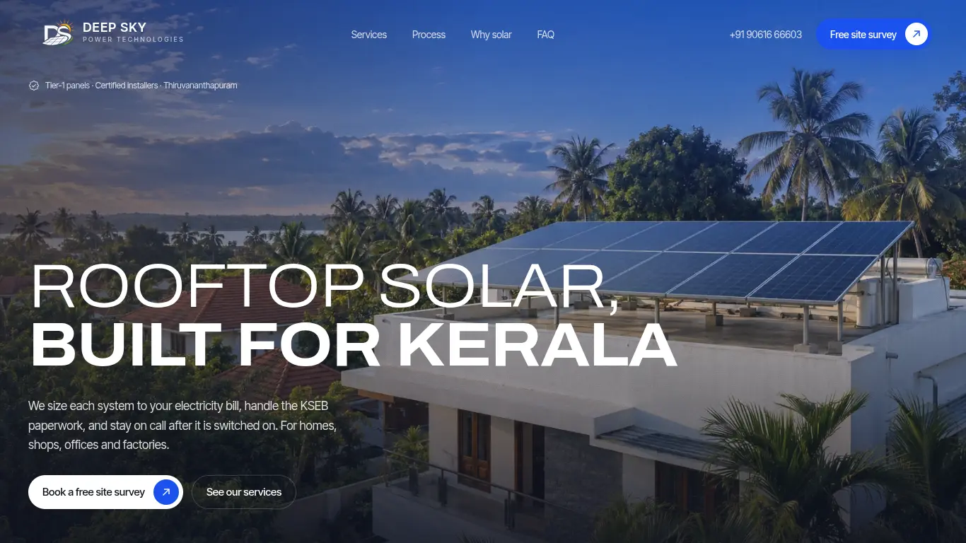 Deepsky Power Technologies - Solar Solutions homepage